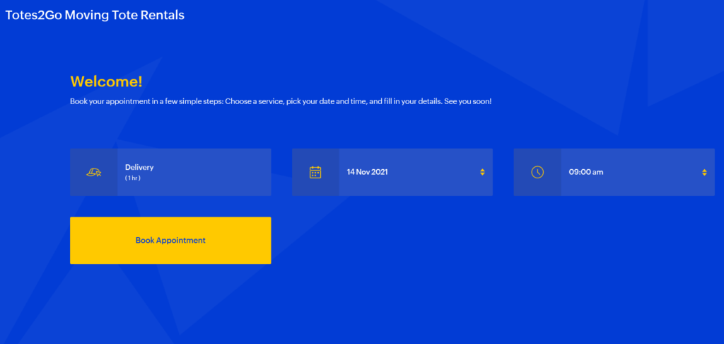 How to book a delivery time with Totes 2 Go – a moving equipment rental business in the Windsor area.